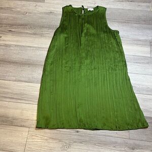 LOFT Green Pleated Sleeveless Dress Size XXL Flowy Chic Holiday Elegant Party